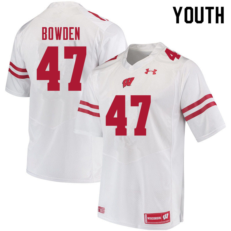 Youth #47 Peter Bowden Wisconsin Badgers College Football Jerseys Sale-White - Click Image to Close